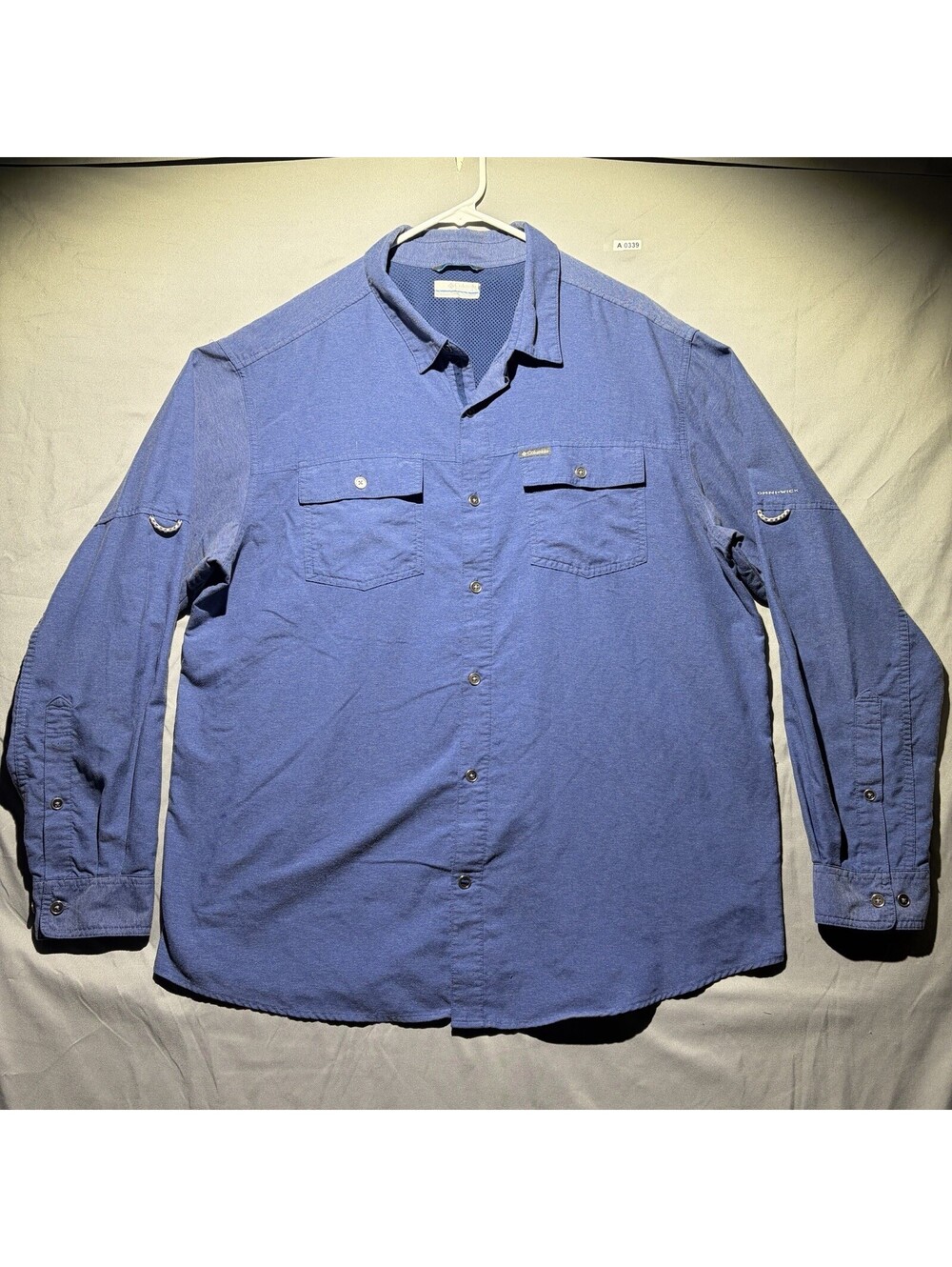 Columbia Omni Wick Long Sleeve Button Up Shirt Men’s XL Blue